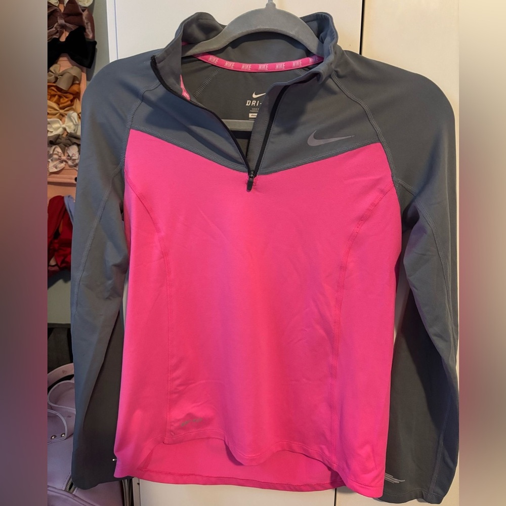 Nike Pink and Gray Dri-FIT Pullover